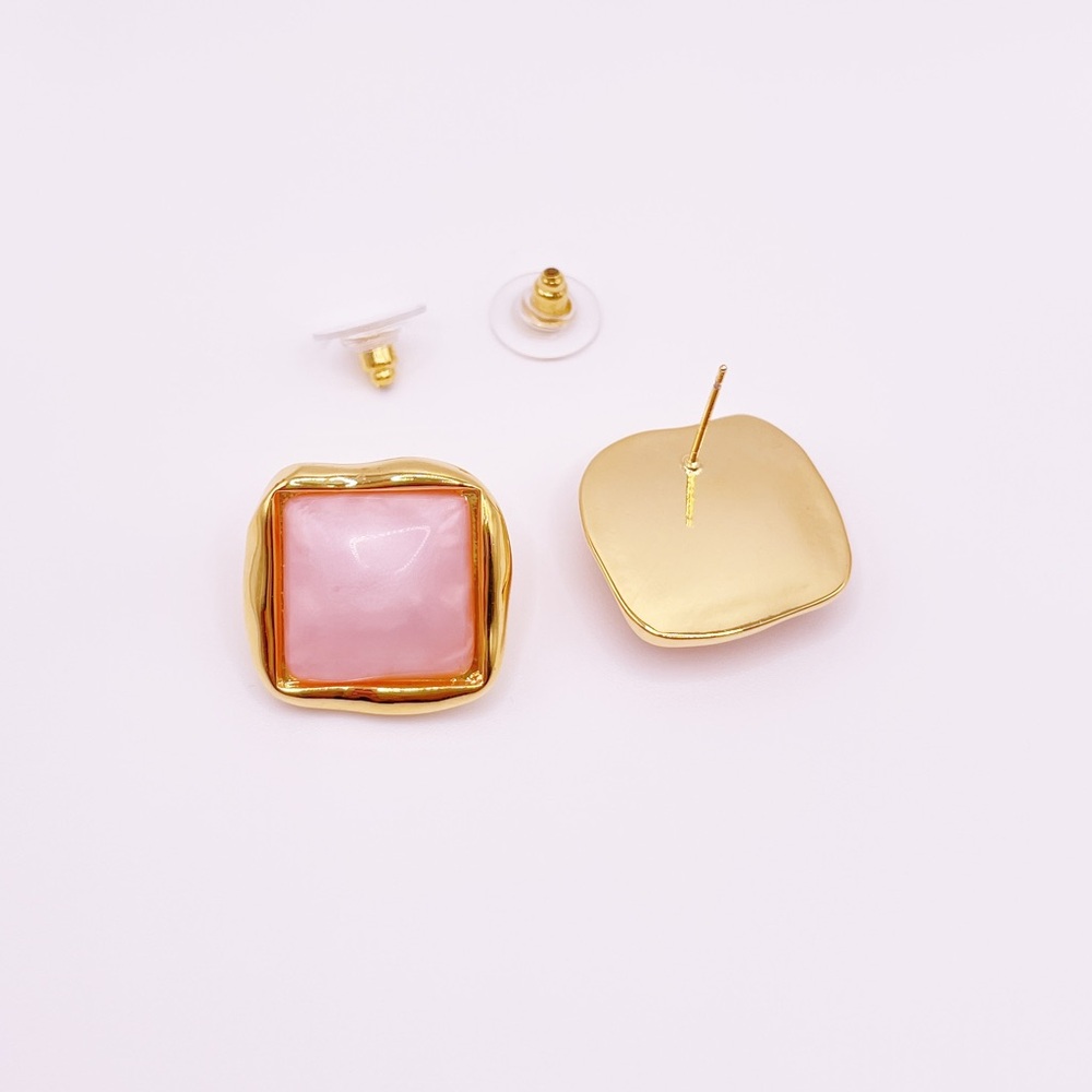 Rush Style Pink and Gold Earrings